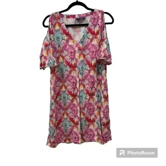 Caribbean Joe cold shoulder printed dress Small - Picture 1 of 7
